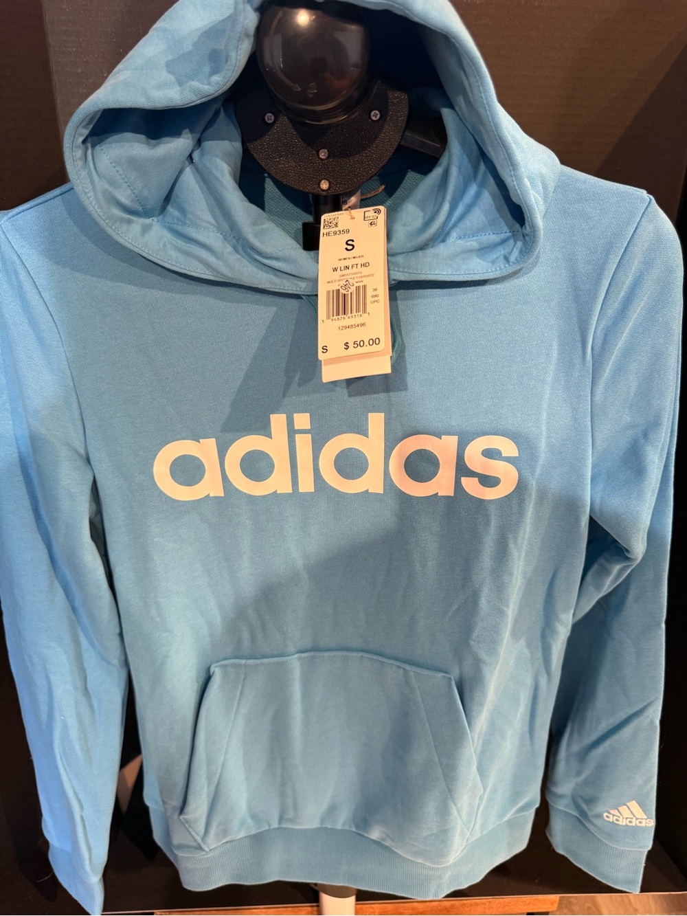 adidas Women's Light Blue Logo Hoodie Sweatshirt size Small